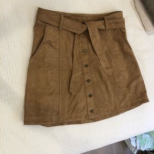 Tan Suede High-Waisted Skirt